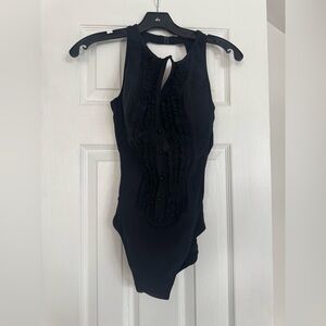 Profile By Gottex Black ruffle see through style 1-Piece Swimsuit (tag felloff)